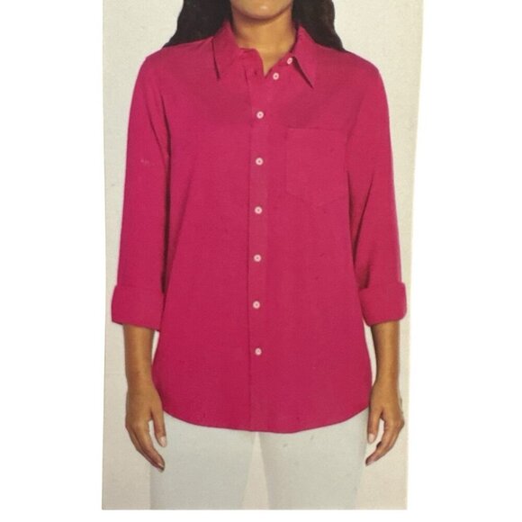 Gap Women's M Linen Blend Button Up Shirt Pink NWT 0151 - Picture 3 of 16